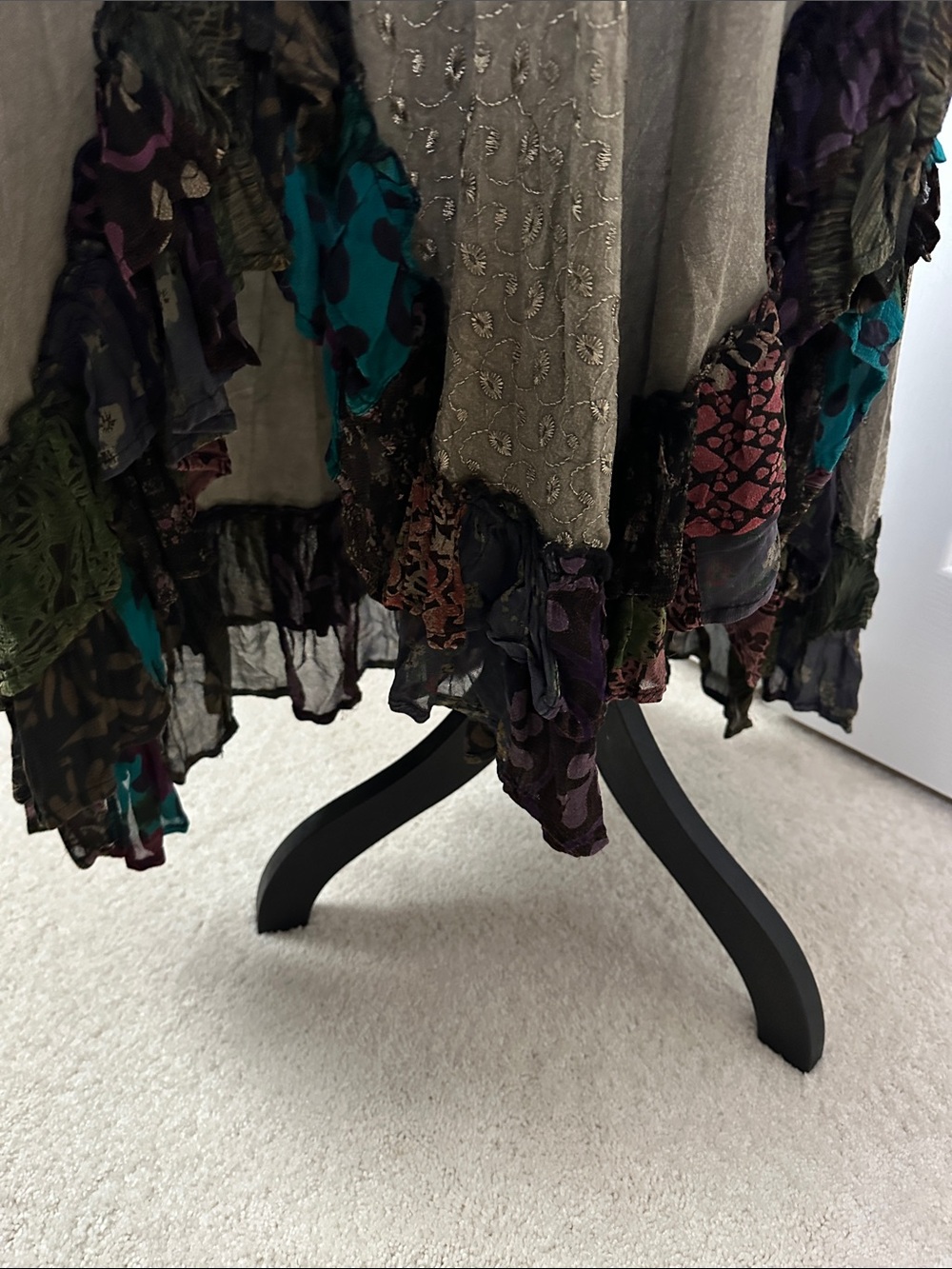 YOUNG THREADS NWT  Boho Maxi Dress Hi-Low Ruffle Embroidered Multicolor - Picture 3 of 16